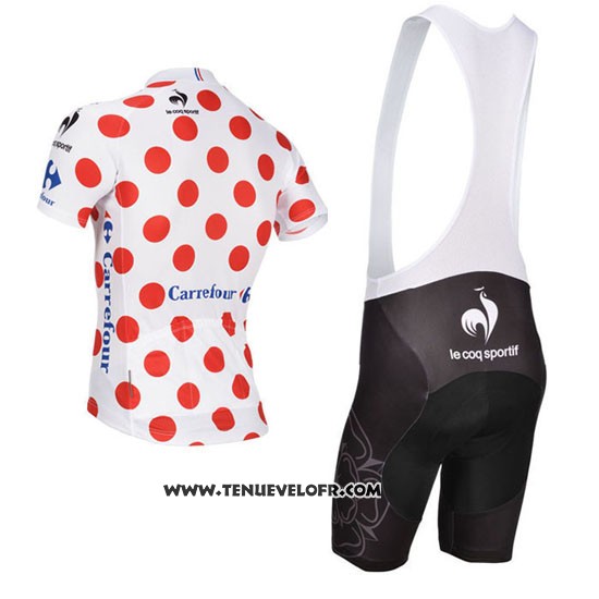 2014 Maillot Ciclismo Tour DE France Blanc et Rouge Manches Courtes et Cuissard